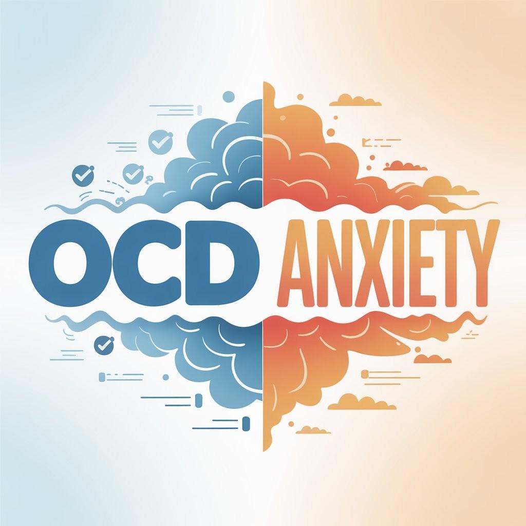 OCD vs Anxiety comparison illustration showing contrasting brain patterns with OCD on one side and anxiety on the other side